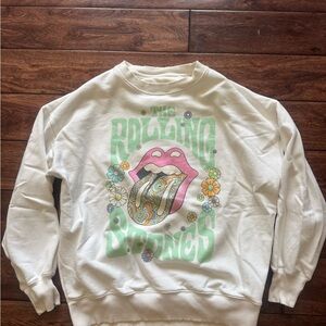 American Eagle White Crewneck Sweatshirt with Subtle Logo Print